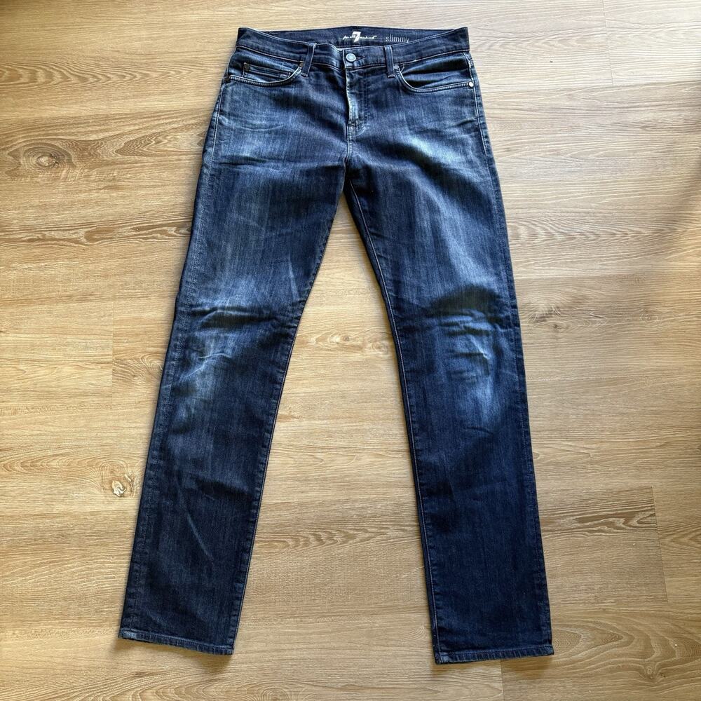7 For All Mankind Men’s 33 Slimmy Straight Leg Blue Denim Jeans